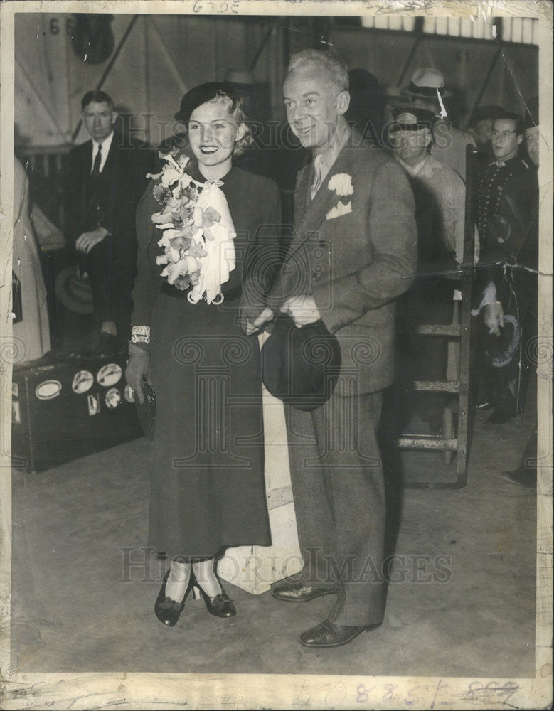 1934 Press Photo Thomas Manville Marcelle Edwards Marriage - Historic Images