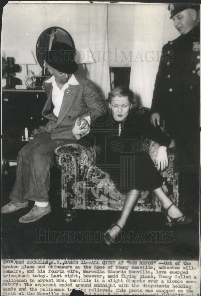 1936 Press Photo Tommy Manville Asbestos Heir Home Rochelle New York Marcella - Historic Images