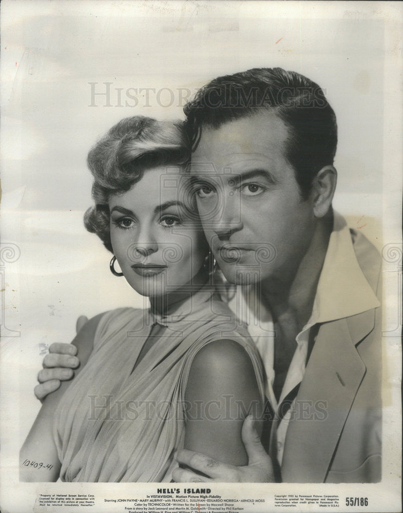 1955 Press Photo John Payne and Mary Murphy,actors - Historic Images