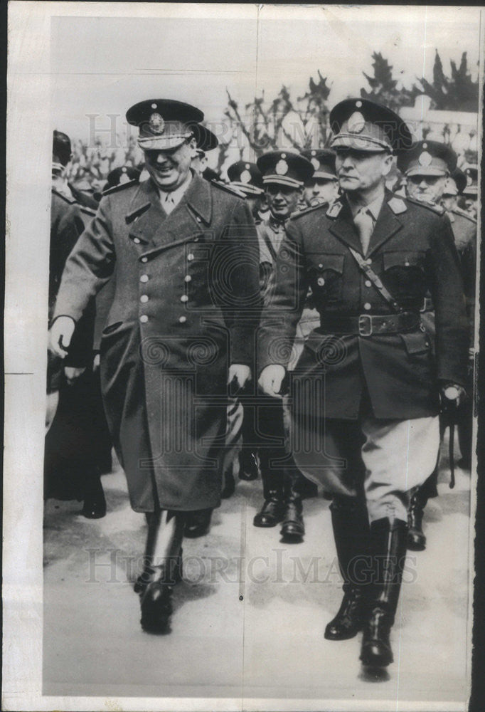 1955 Press Photo Franklin Lucero Army Minister President Juan Peron Argentine - Historic Images