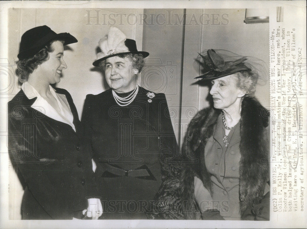 Undated Press Photo Mrs. Colin P. Kelly Jr.,Mrs. Woodrow Wilson and Mrs. E. T. Meredith - Historic Images