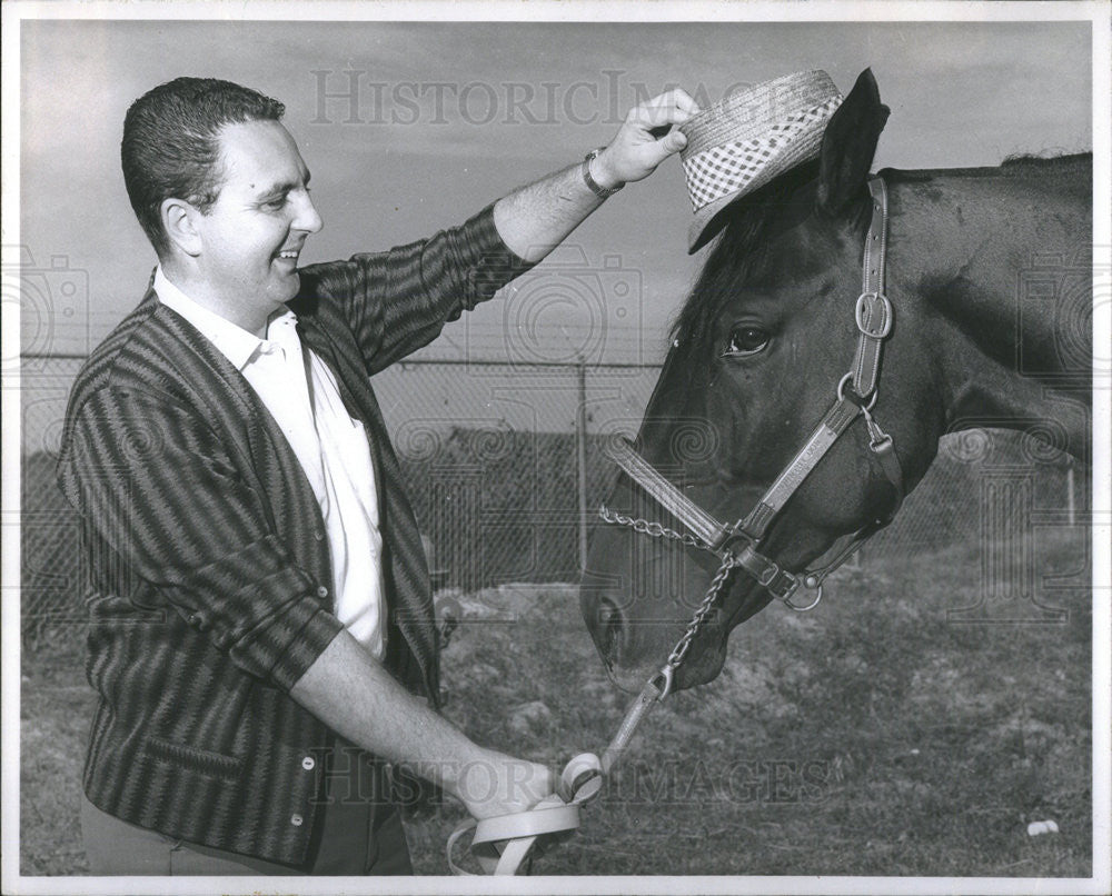 1964 Press Photo Andre Mercure and Canadian Pacing Horse &quot;Country Don&quot; - Historic Images