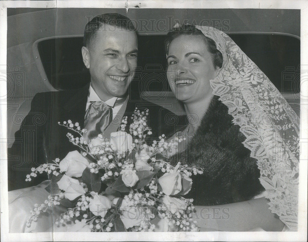 1961 Press Photo Society Wedding Charles Melby Catherine Dunning In Limousine - Historic Images