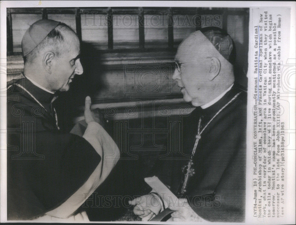 1963 Press Photo Giovanni Battista Cardinal Montini &amp; Francis Cardinal Spellman - Historic Images