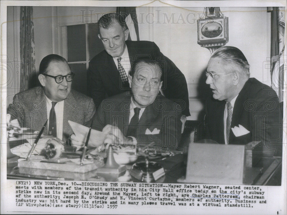 1957 Press Photo Mayor Robert Wagner New York Charles Patterson Joseph O&#39;Grady - Historic Images