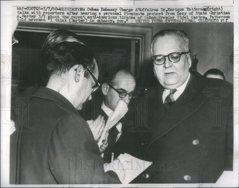 1960 Press Photo Cuban Embassy Charge d&#39;Affaires Enrique Patterson In Washington - Historic Images