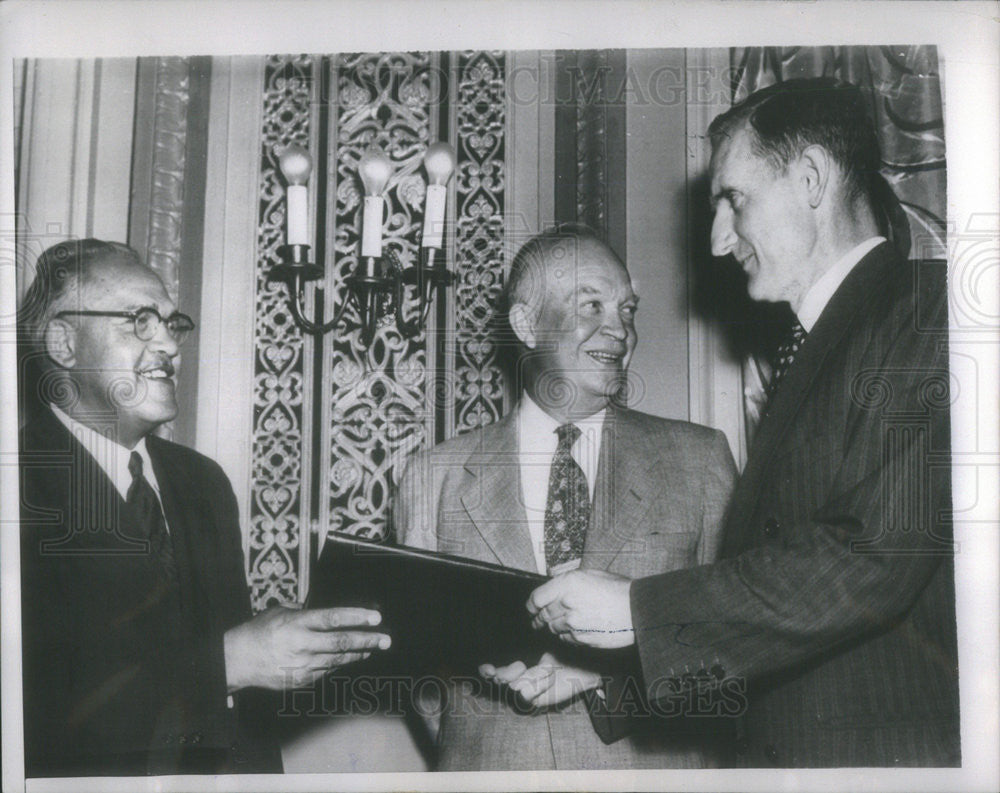 1953 Press Photo President Eisenhower John D. Rockefeller III Dr. F.D. Patterson - Historic Images