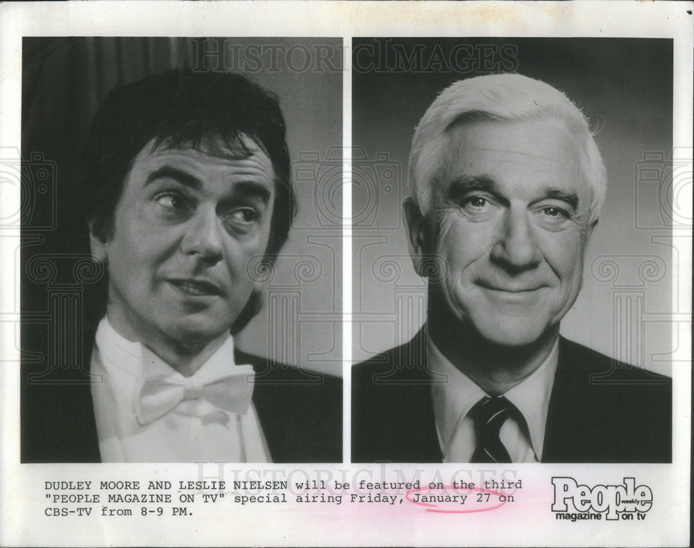 1989 Press Photo Dudley Moore and Leslie Nielsen,actors - Historic Images