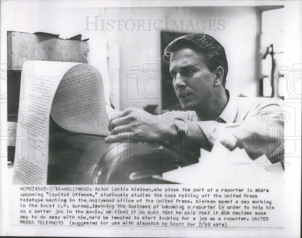 Undated Press Photo Actor Leslie Nielsen Capitol Offense Reporter - Historic Images