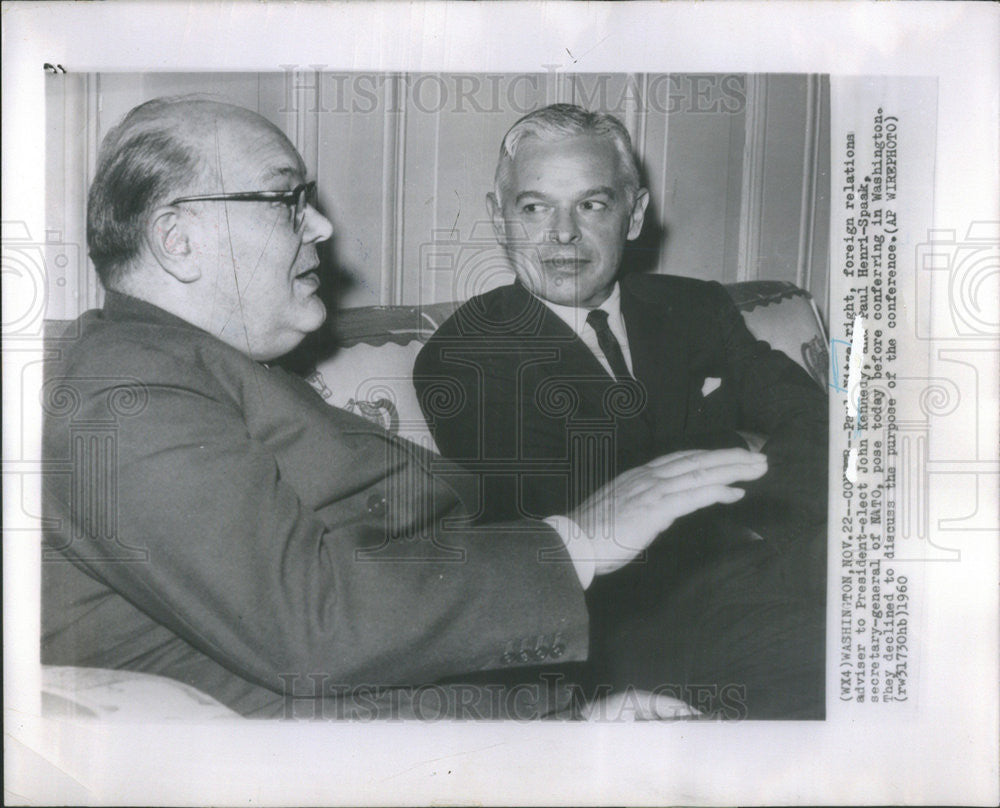 1960 Press Photo Paul Nitza and Paul Henri-Spaak, Secretary General of NATO - Historic Images