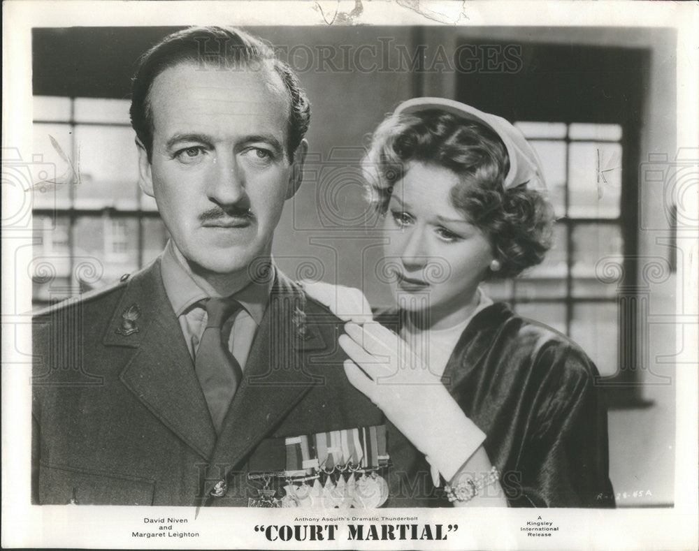 1955 Press Photo Actors David Niven &amp; Margaret Leighton &quot;Court Martial&quot; Film - Historic Images