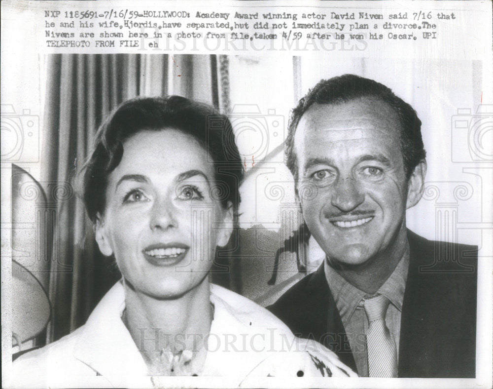 1959 Press Photo Actor David Niven Wife - Historic Images