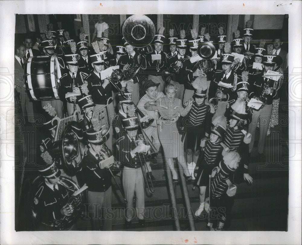 1952 Press Photo Actors Laurie Anders &amp; Ken Murray CYO Band La Salle St. Station - Historic Images