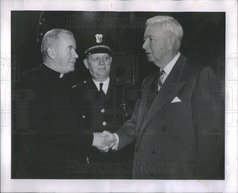 Undated Press Photo Father Leo Devitt Police Captain Matthew Murphy Mayor Kenelly - Historic Images