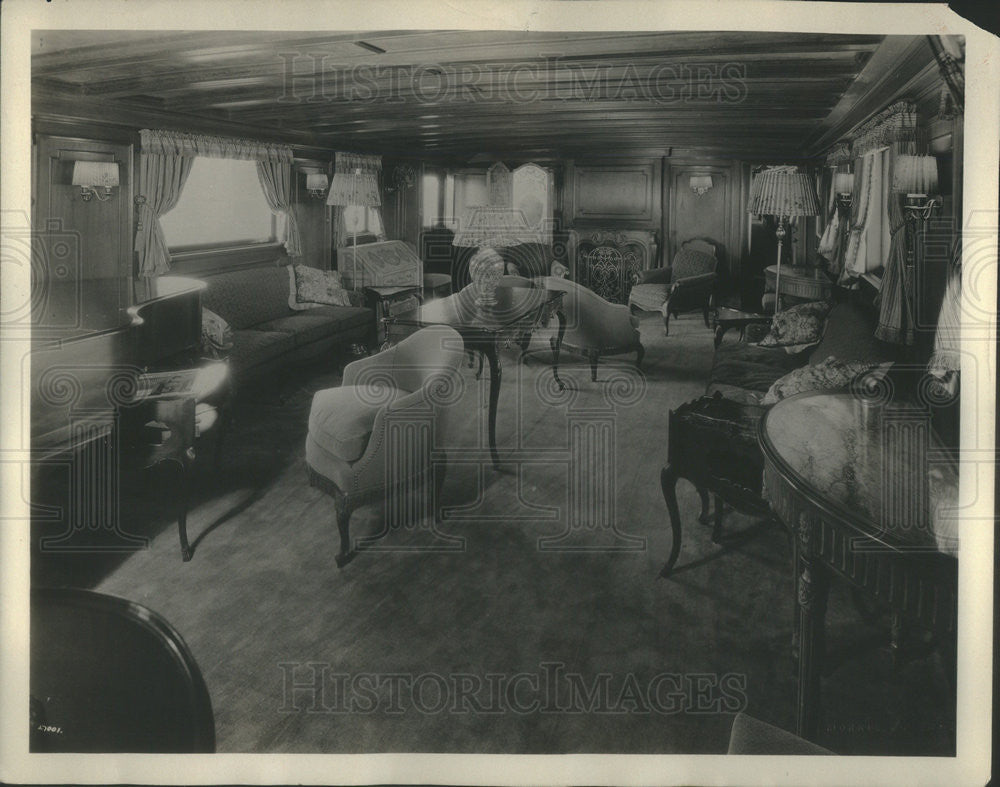Undated Press Photo Main Room E. F. McDonald&#39;s Yacht &quot;Mizpah&quot; CEO Zenith Corp. - Historic Images