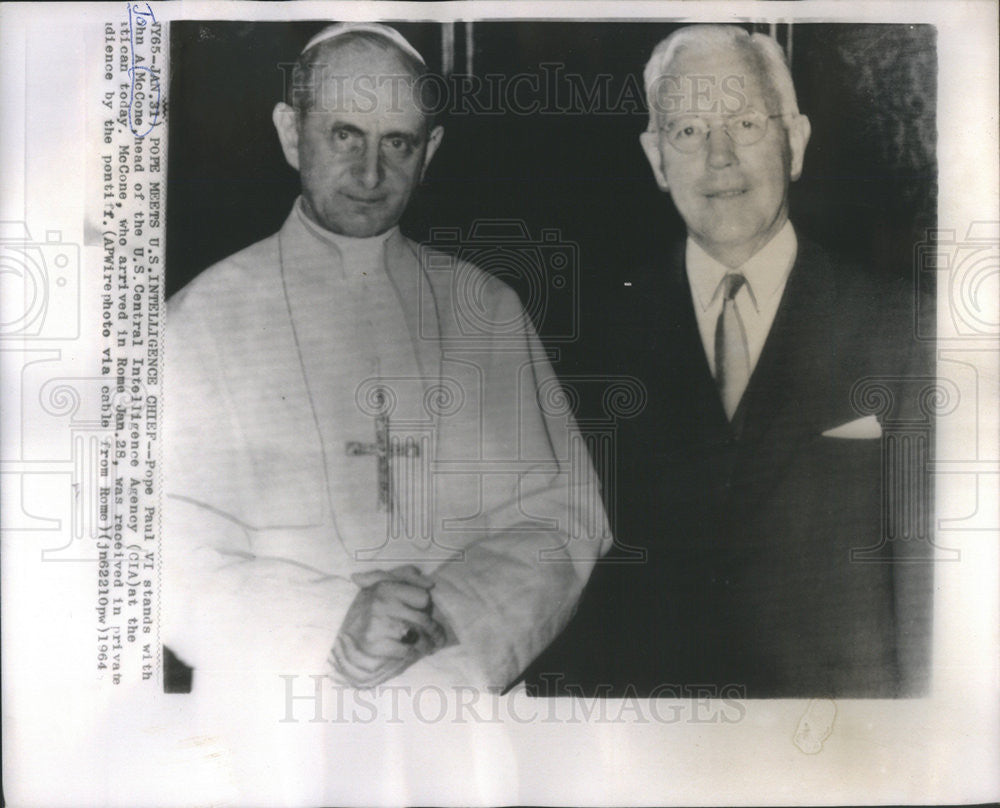 1964 Press Photo Pope Paul VI &amp; John A. McCone, Central Intelligence Agency Head - Historic Images