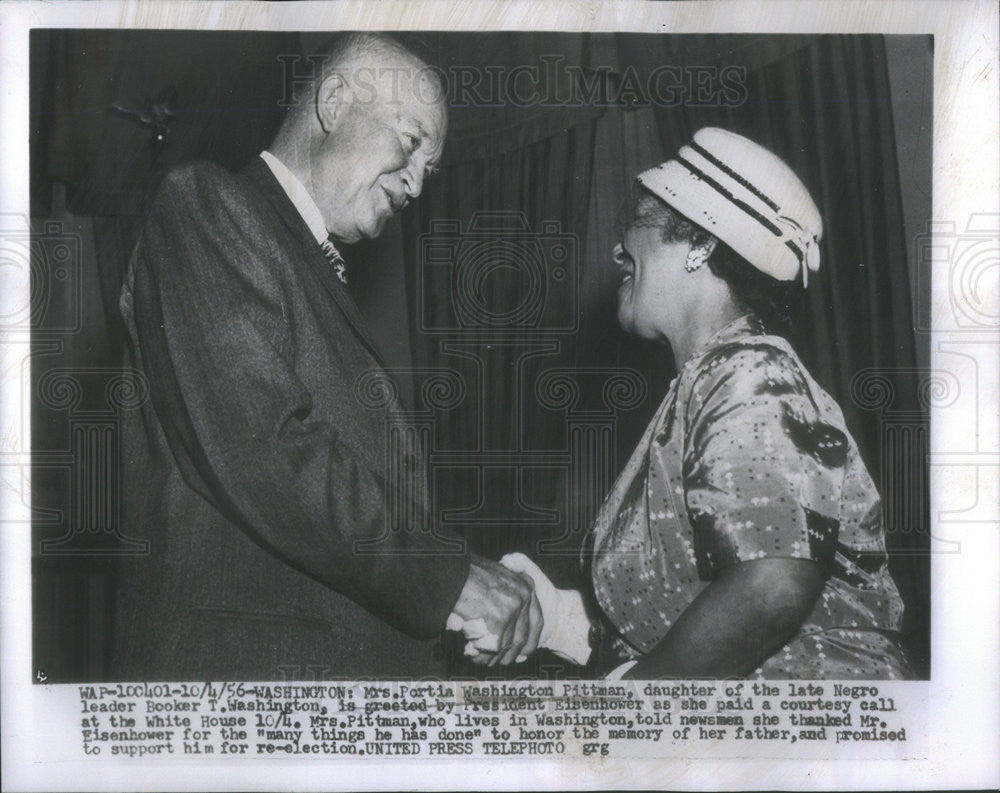 1956 Press Photo Mrs Portia Washington Pittman, daug. of Booker T. Washington - Historic Images