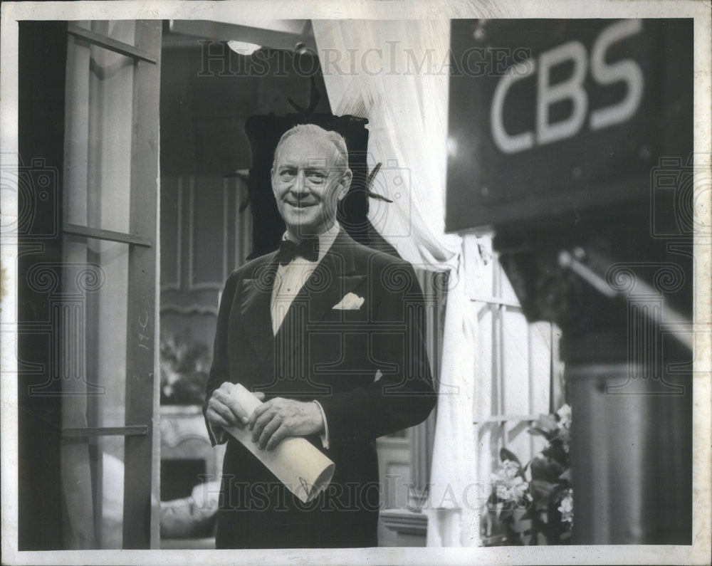 1950 Press Photo Conrad Nagel Hosting Celebrity Time CBS TV - Historic Images