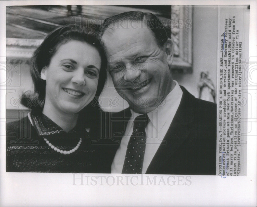 1962 Press Photo Joseph L. Mankiewicz Movie Director Producer Rosemary Matthews - Historic Images