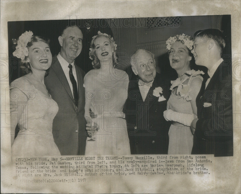 1957 Press Photo Tommy Manville New Bride Pat Gaston Marian Overcash - Historic Images