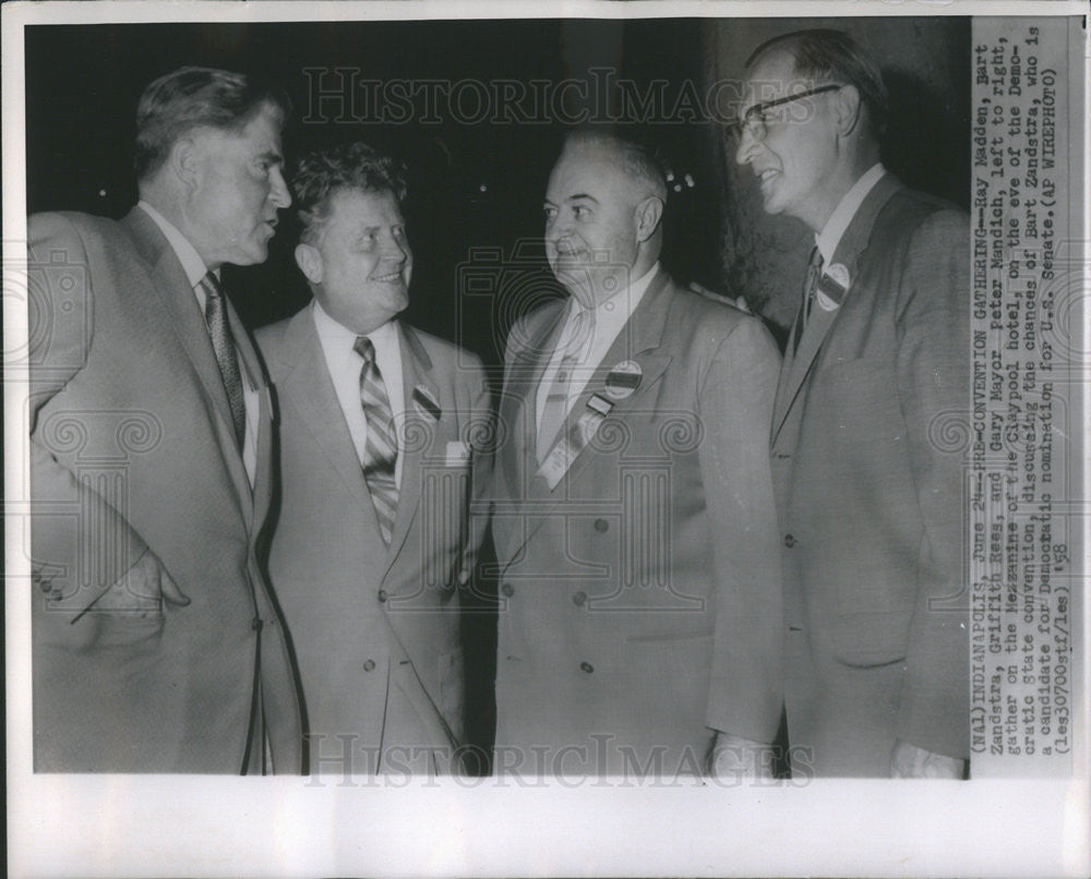 1958 Press Photo Ray Madden Bart Zandstra Griffith Rees Gary Mayor Peter Mandich - Historic Images