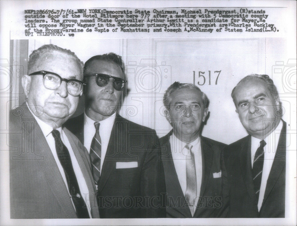 1961 Press Photo Democratic State Chairman Michael Prendergast With Leaders - Historic Images