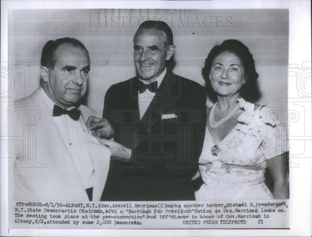 1956 Press Photo New York Governor Averell Harriman With Michael Prendergast - Historic Images