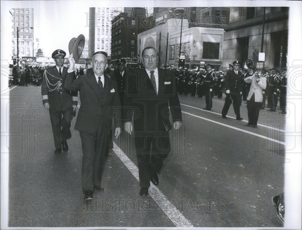 1961 Press Photo President Manuel Prado (L) of Peru. During Parade in his honor. - Historic Images