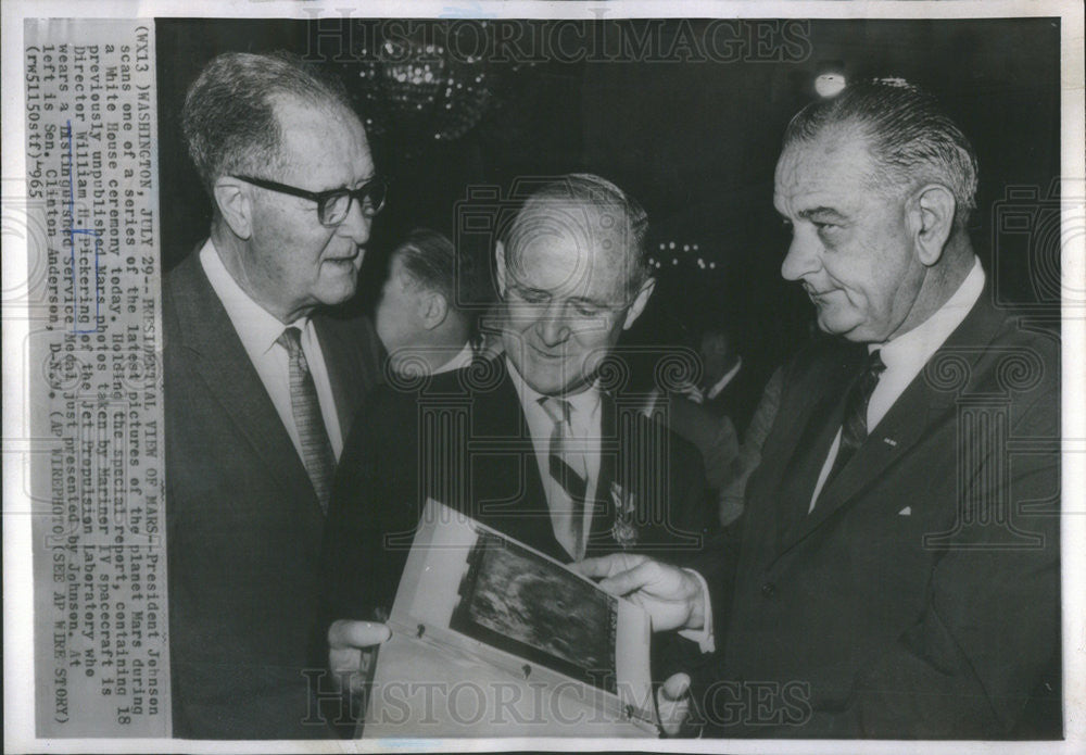 1965 Press Photo Presdent Johnson,WH pickering,JPL and Sen C Andersen - Historic Images