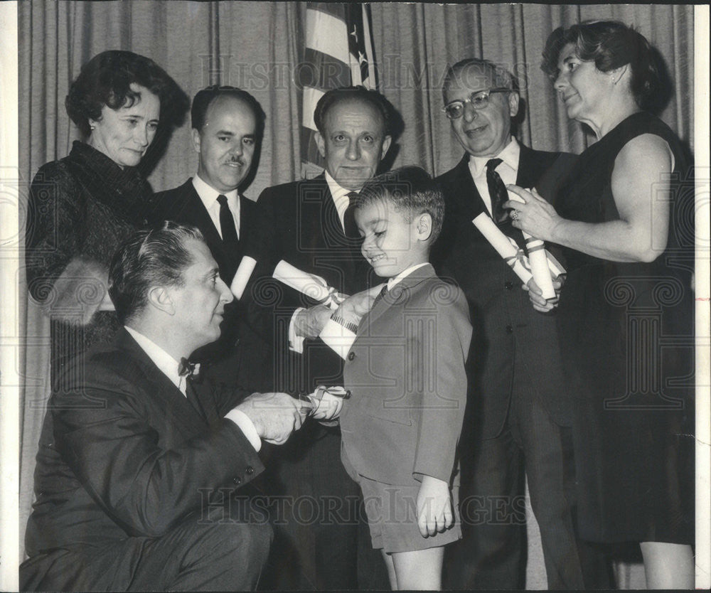 1966 Press Photo Jean Pierre Clejan Receives Award For His Father Deodat Clejan - Historic Images