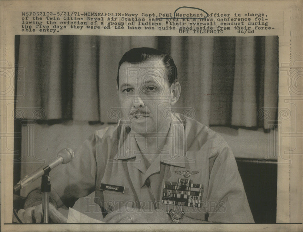 1971 Press Photo Navy Captain Paul Merchant - Historic Images