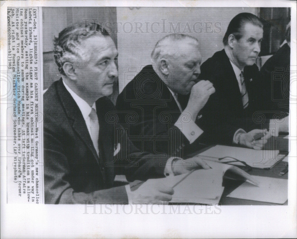 1963 Press Photo German Chancellor Ludwig Erhard - Historic Images