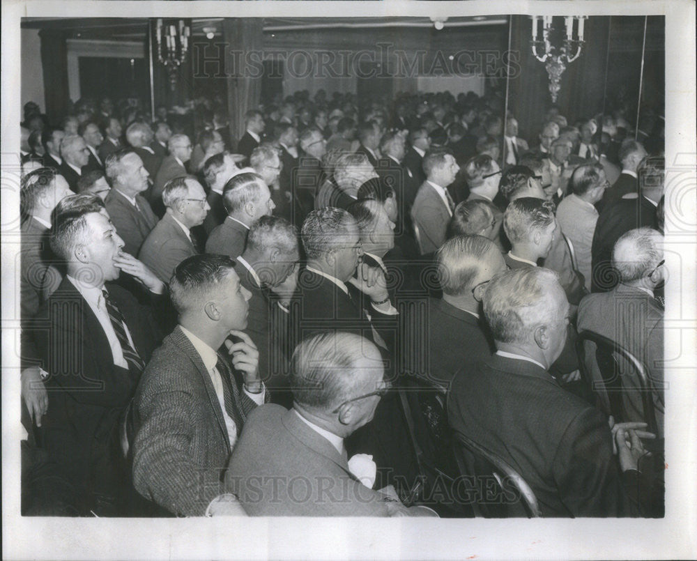 1958 Press Photo  Soviet Amb Mikhail Menshikov speaking before Executive Club - Historic Images