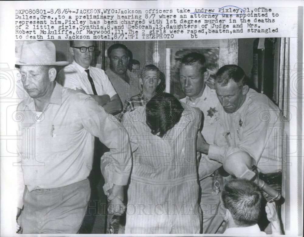 1964 Press Photo Andrew Pixley at preliminary hearing for murder of 2 young girls - Historic Images