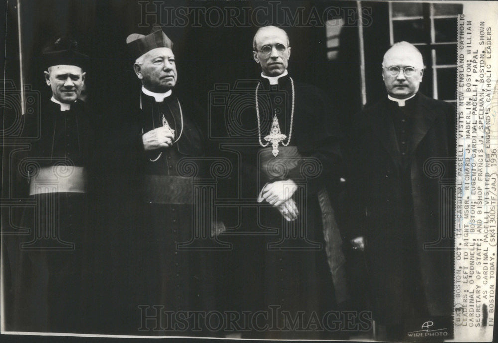 1936 Press Photo Cardinal Pacelli visits New England Catholic Leaders - Historic Images