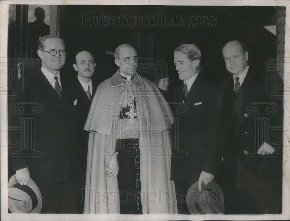 1936 Press Photo Eugenio Cardinal Pacelli, Joseph P. Kennedy, Enrico Galesazzi - Historic Images