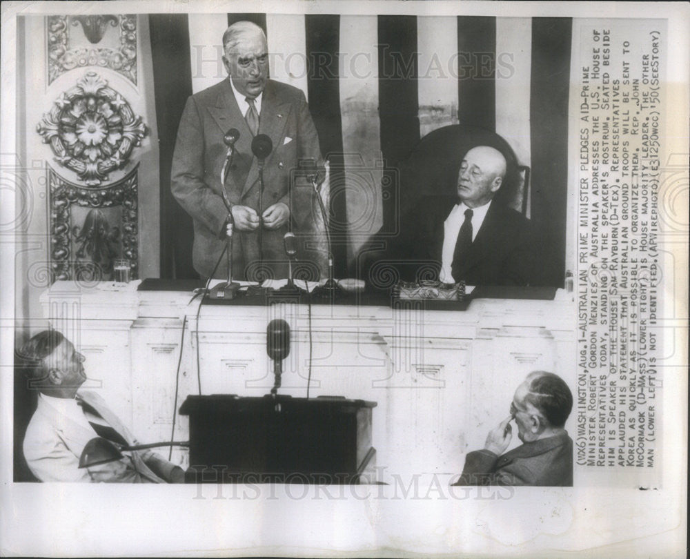 1950 Press Photo Prime Minister Robert Gordon Menzies addresses US House of Rep. - Historic Images