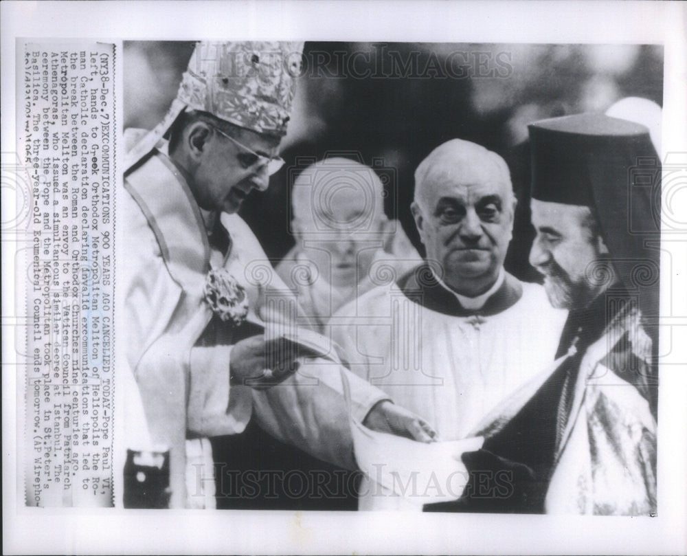 1965 Press Photo Pope Paul VI with Metropolitan Meliton - Historic Images