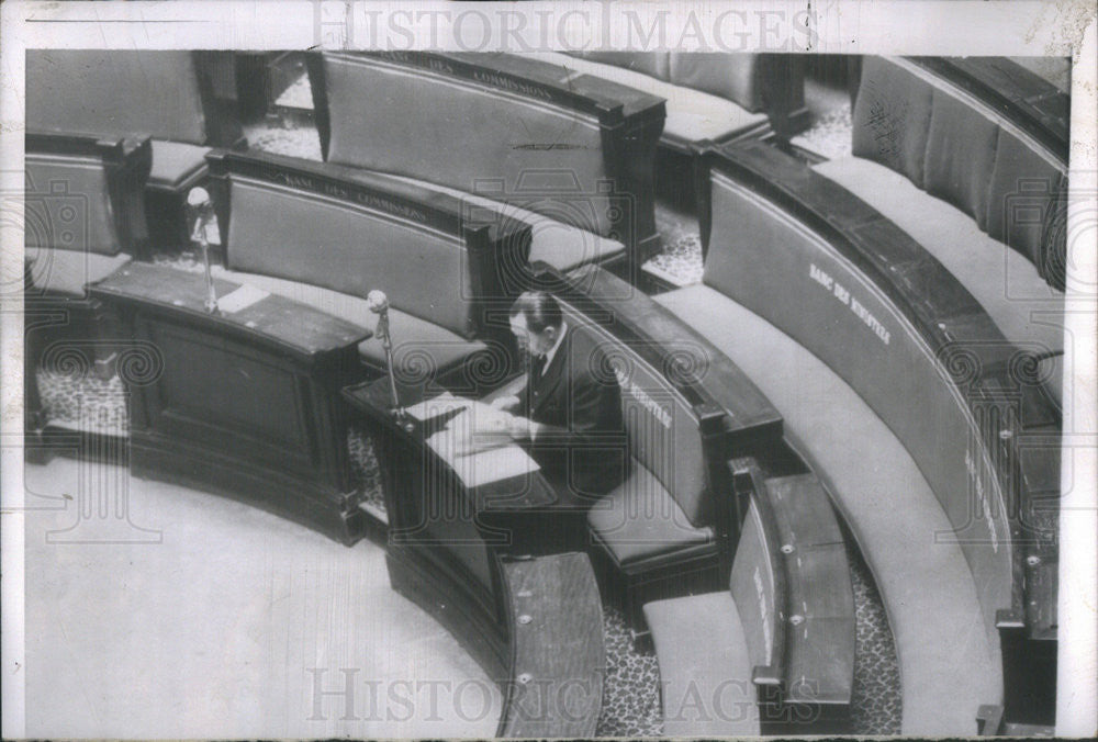 1955 Press Photo French Premier Mendes-France National Assembly Empty Seated - Historic Images