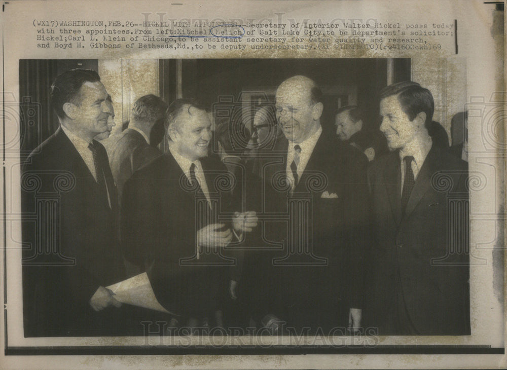 1969 Press Photo Interior Secretary Hickel Posing With Appointed Officials - Historic Images