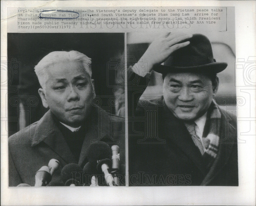 1972 Press Photo Vietcong delegate to peace talks NguyenVan Tien,and PhamDangLam - Historic Images