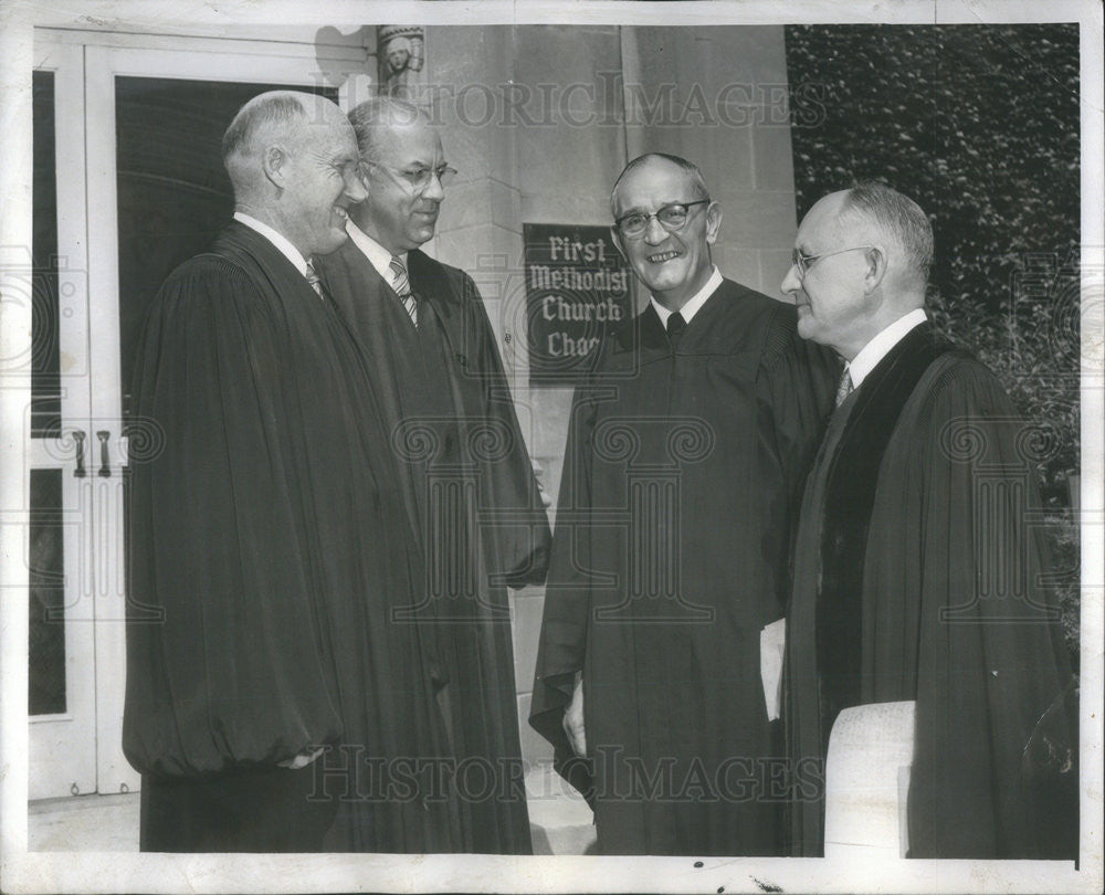 1957 Press Photo Rev Durham, Rev Drees, Dr Niemoeller &amp; Rev Thomas in Evanston - Historic Images