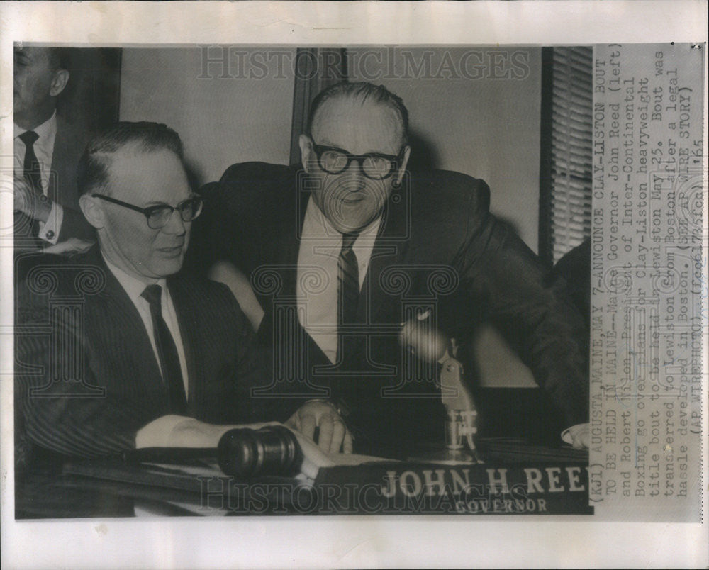 1965 Press Photo Maine Governor John Reed And Robert Nilon, Boxing President - Historic Images