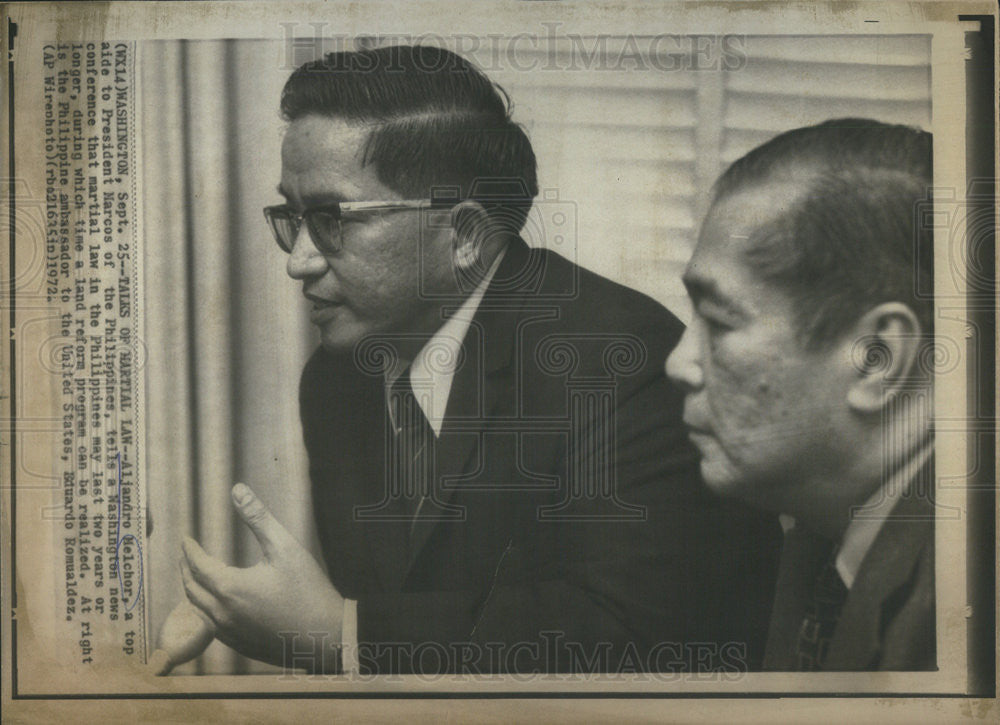 1972 Press Photo Alejandro Melchor Aide Philippine President Ferdinand Marcos - Historic Images