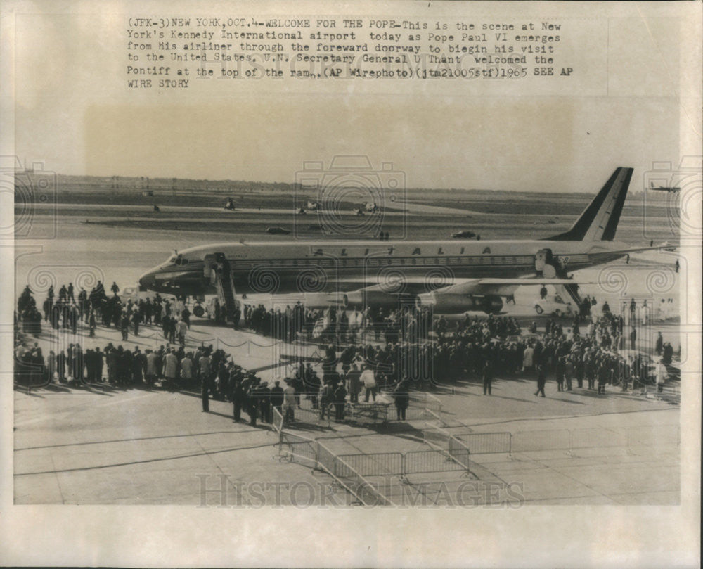 1965 Press Photo NY Kenny Airport welcome for Pope Paul VI - Historic Images