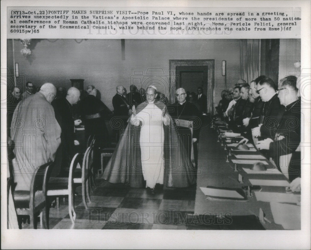 1965 Press Photo Pope Paul VI Vatican Apostolic Palace Roman Catholic Bishops - Historic Images