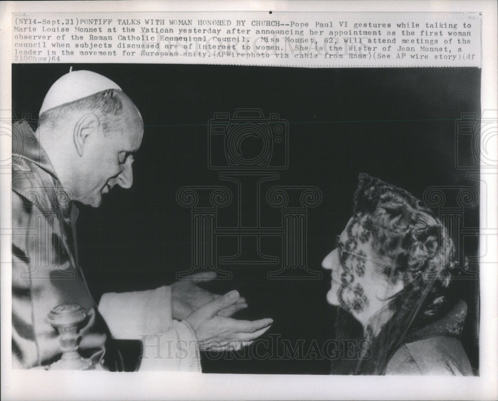 1964 Press Photo Pope Paul Vi - Historic Images