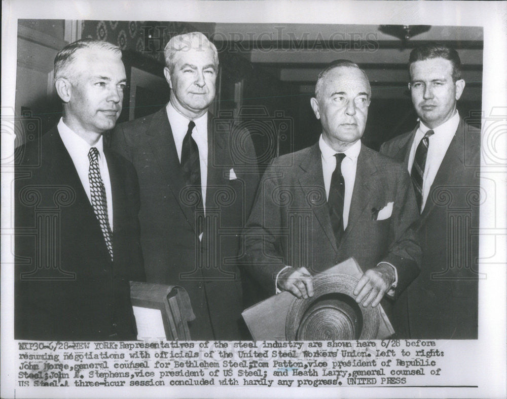 1959 Press Photo United Steel Workers Union J Morse,T Patton,J Stephens,H Larry - Historic Images