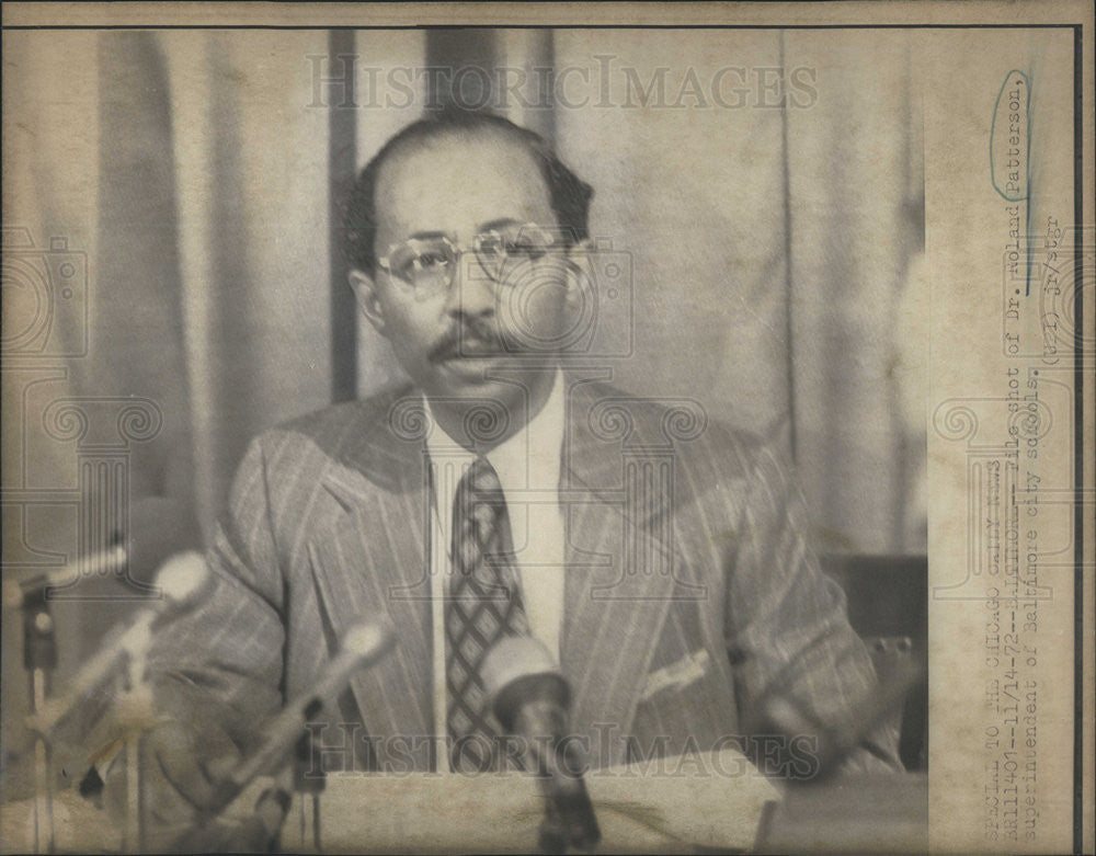 1972 Press Photo Roland Patterson Superintendent Baltimore City Schools - Historic Images