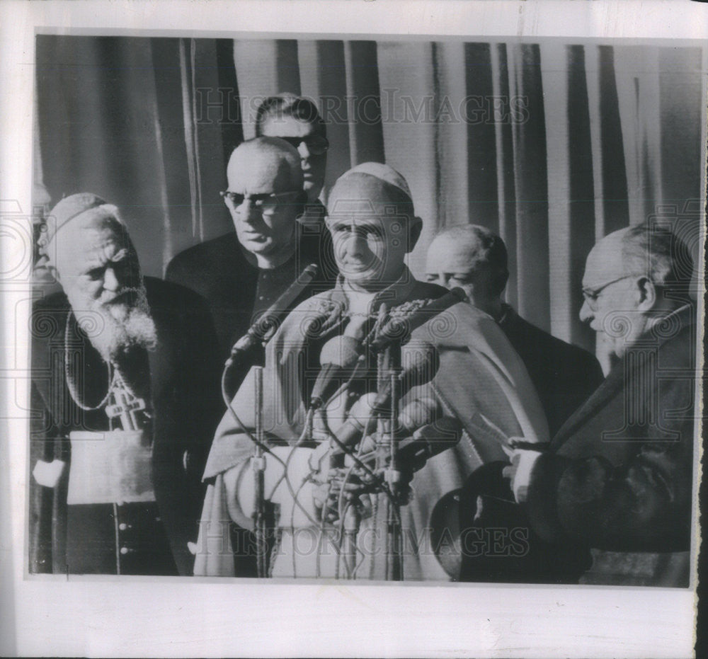 1964 Press Photo Israeli Pres Zalman Shazar w/ Pope Paul VI at Israel - Historic Images